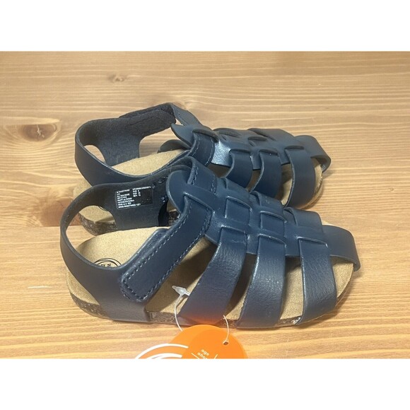 Wonder Nation Toddler Boys Navy Blue Faux Leather Sandals Size 5 - Picture 5 of 11